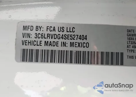 2025 Ram Promaster 2500 Tradesman High Roof 159 Wb W/Pass Seat из США, поврежденный, VIN 3C6LRVDG4SE527404